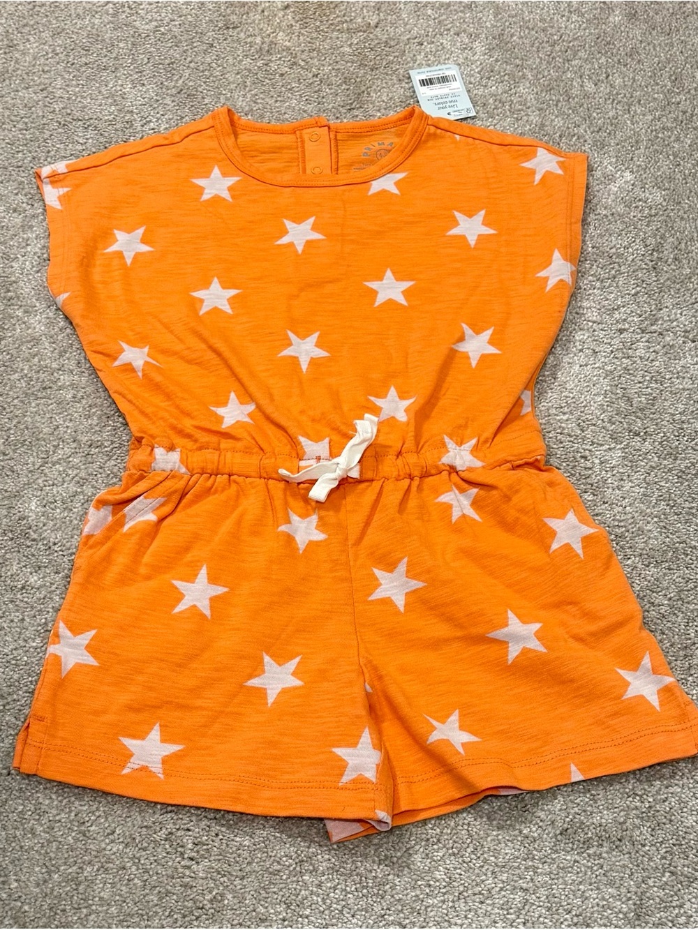 Primary Romper 4-5 NWT Orange Star Print Organic Cotton Summer One Piece